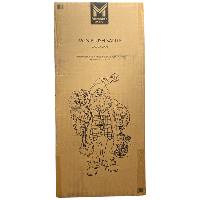 Member's Mark 36" Plush Fabric Santa with Gift Bag & Lantern, Caucasian