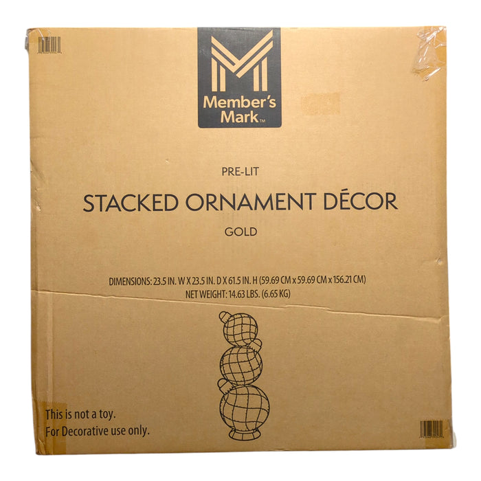 Member's Mark 5ft LED Pre-Lit Stacked Ornament, Gold