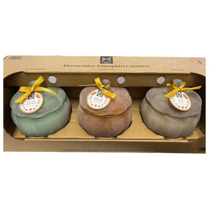 Member's Mark Decorative Glass Pumpkin Candles, Scented, 3pk