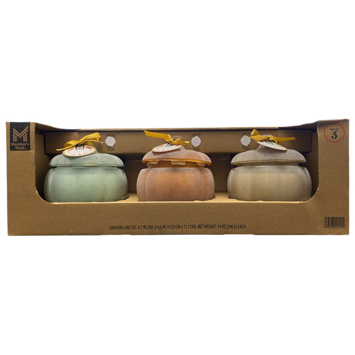 Member's Mark Decorative Glass Pumpkin Candles, Scented, 3pk