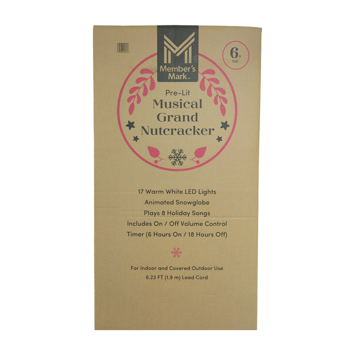 Member's Mark 6' Pre-Lit Musical Grand Nutcracker with Snowglobe, Multicultural