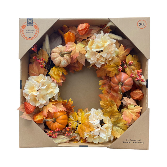 Member's Mark Seasonal Harvest Dahlia/Pumpkin Wreath, 26"