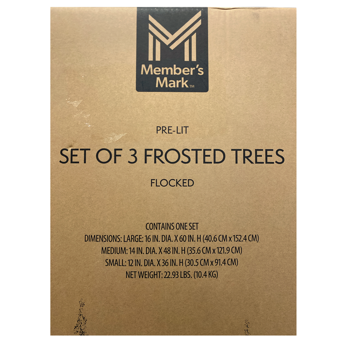 Member's Mark Warm White LED Pre-Lit Frosted Topiaries, Set of 3