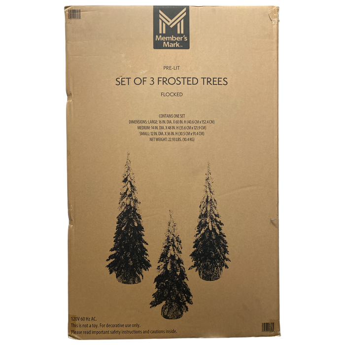 Member's Mark Warm White LED Pre-Lit Frosted Topiaries, Set of 3