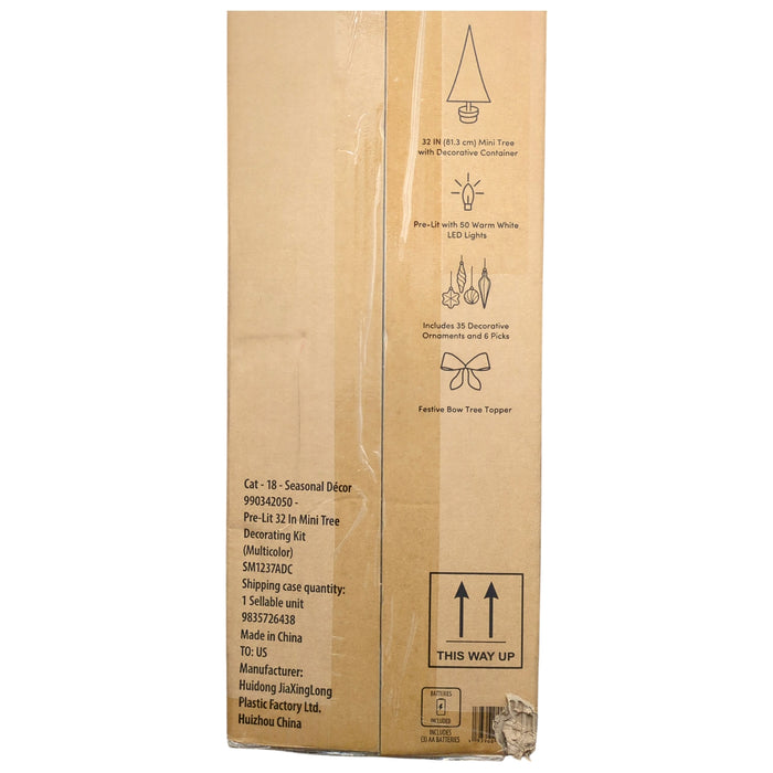 Member's Mark Pre-Lit 32 Inch 42-Piece Mini-Tree Decorating Kit, Multicolor