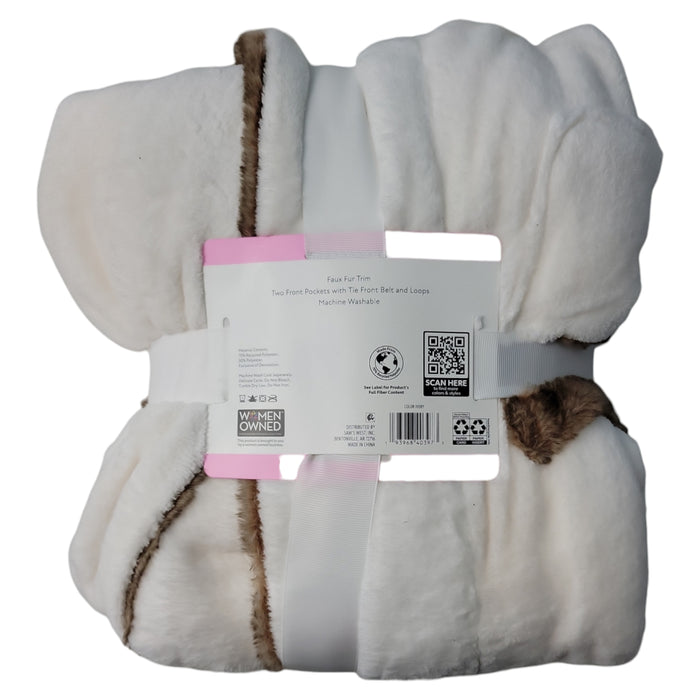Member's Mark Adult Faux Fur Collar Pockets Plush Robe