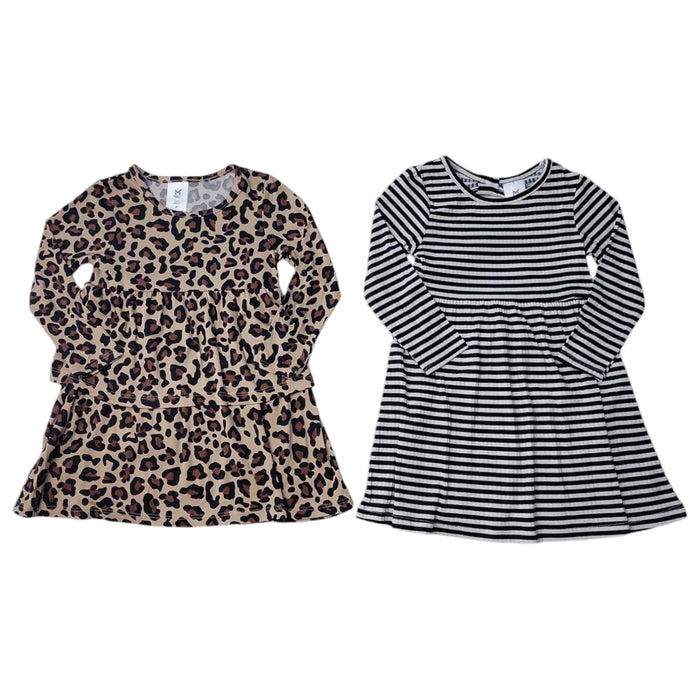 Member's Mark Girls Tagless Elastic Waist Long Sleeve 2-Pack Knit Dress