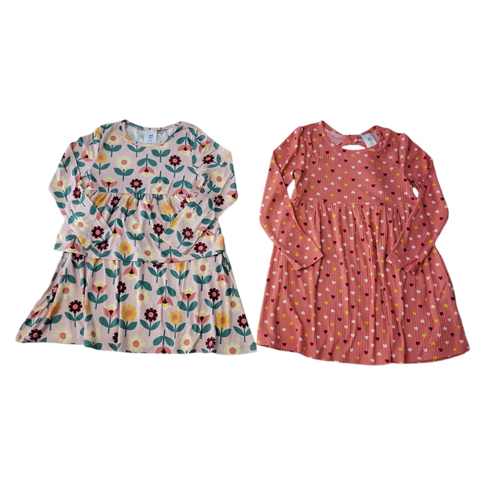 Member's Mark Girls Tagless Elastic Waist Long Sleeve 2-Pack Knit Dress