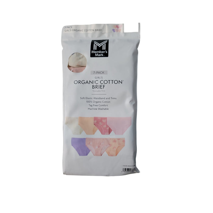 Member's Mark Girls 7-Pack Tag-Free Organic Cotton Brief