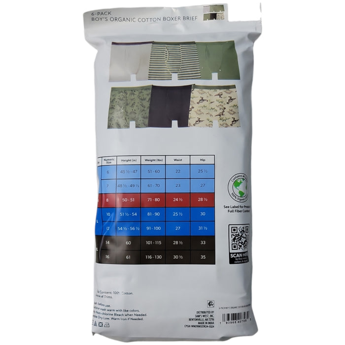 Member's Mark Boys 6-Pack Organic Cotton Boxer Brief