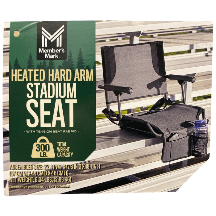 Member's Mark Lightweight Heated Hard Arm Stadium Seat with Cup Holder