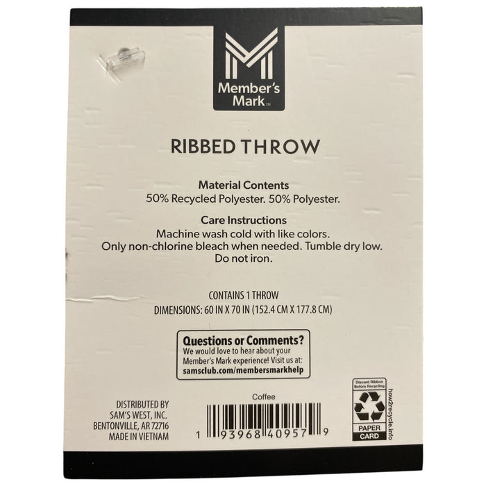 Member's Mark Extremely Soft Ribbed Throw, Faux Fur Reverse, 60"x70"