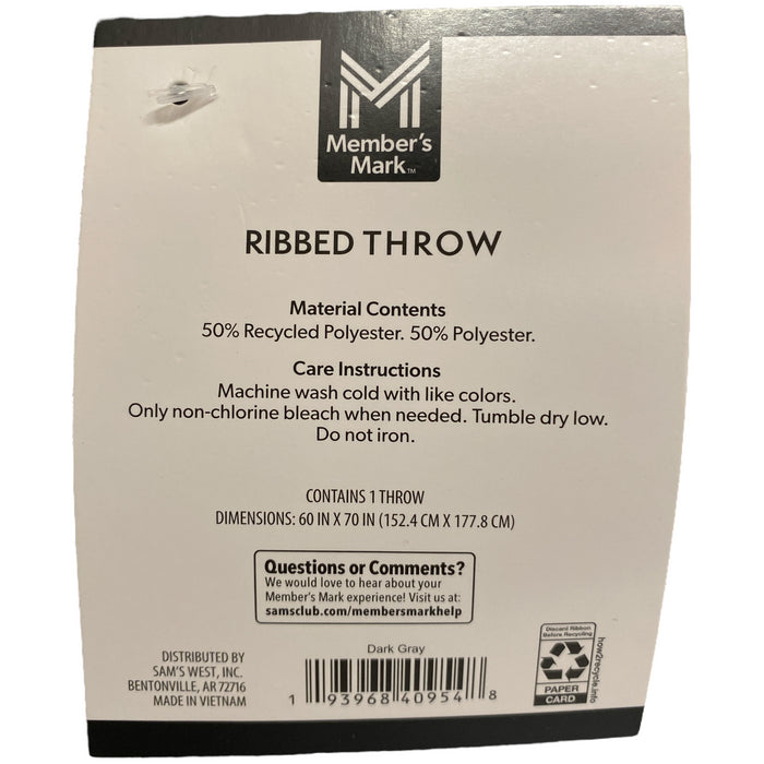 Member's Mark Extremely Soft Ribbed Throw, Faux Fur Reverse, 60"x70"