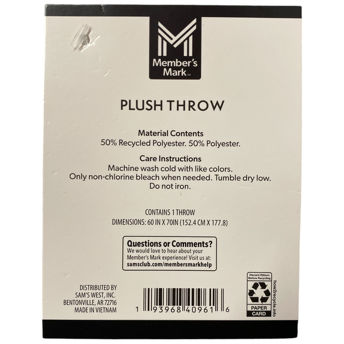 Member's Mark Oversized Plush & Soft Sherpa Throw, 60" x 70"