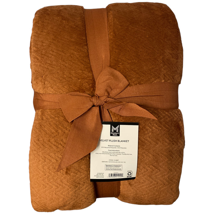 Member's Mark Soft & Luxurious Herringbone Velvet Plush Blanket, 106"x94"