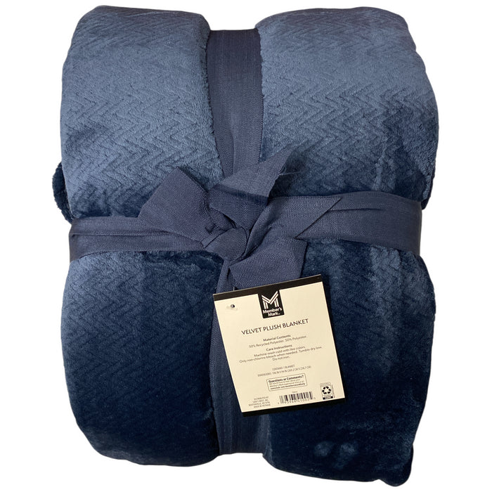 Member's Mark Soft & Luxurious Herringbone Velvet Plush Blanket, 106"x94"