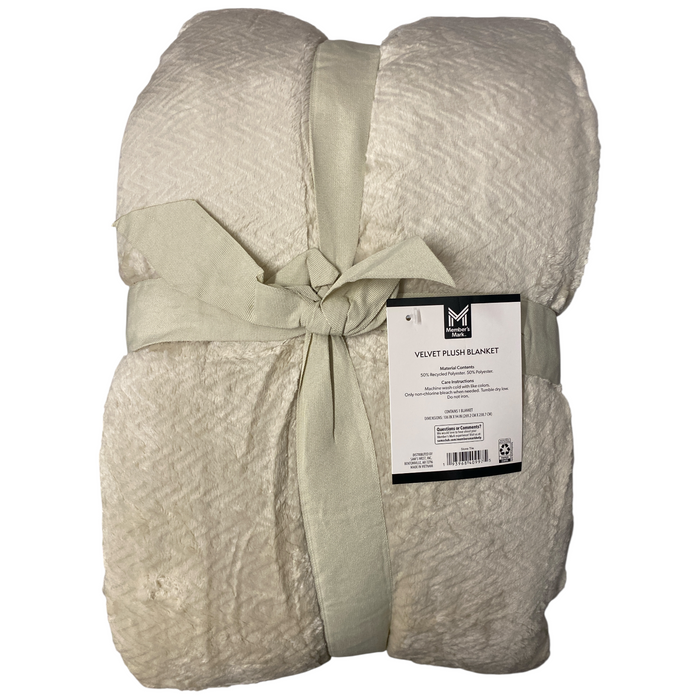 Member's Mark Soft & Luxurious Herringbone Velvet Plush Blanket, 106"x94"