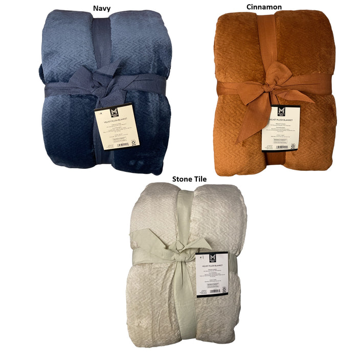 Member's Mark Soft & Luxurious Herringbone Velvet Plush Blanket, 106"x94"