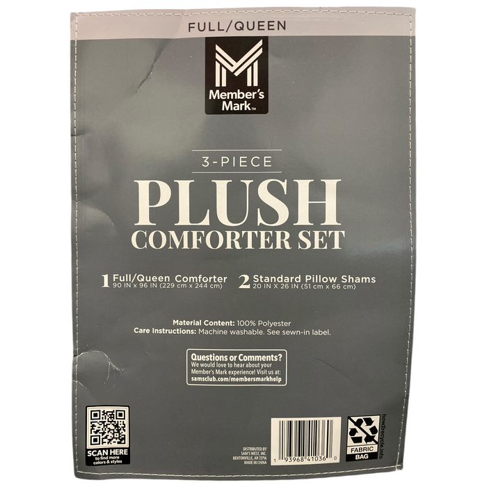 Member's Mark 3-Piece Plush Sherpa Comforter & Sham Set, Full/Queen