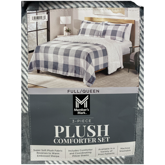 Member's Mark 3-Piece Plush Sherpa Comforter & Sham Set, Full/Queen