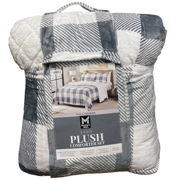 Member's Mark 3-Piece Plush Sherpa Comforter & Sham Set, Full/Queen