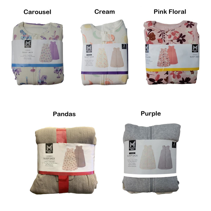 Member's Mark Girls Inverted Zipper Sleeveless 2-Pack Sleep Sack