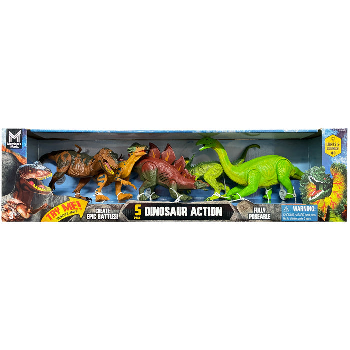 Member's Mark Lights & Sounds Fully Poseable Dinosaurs, 5 pk