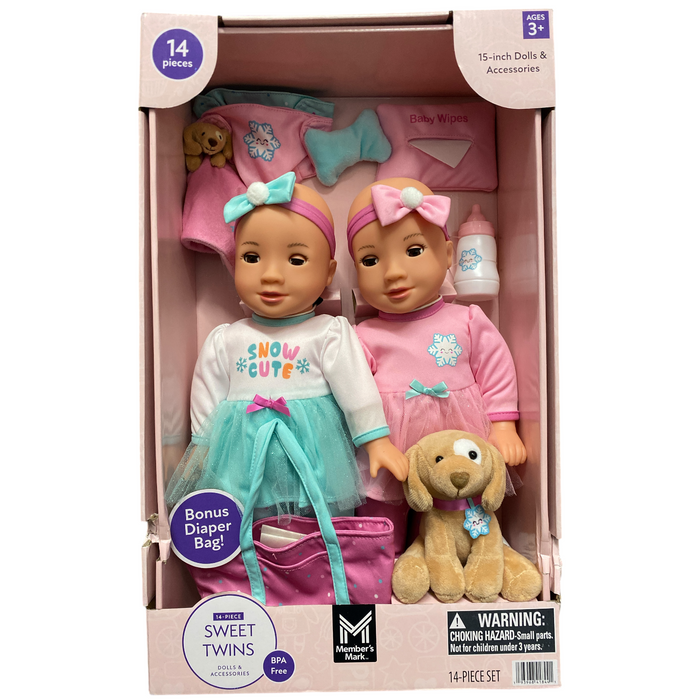 Member's Mark 14-Piece Sweet Twins Dolls & Accessories Playset, Snow Cute/Girl