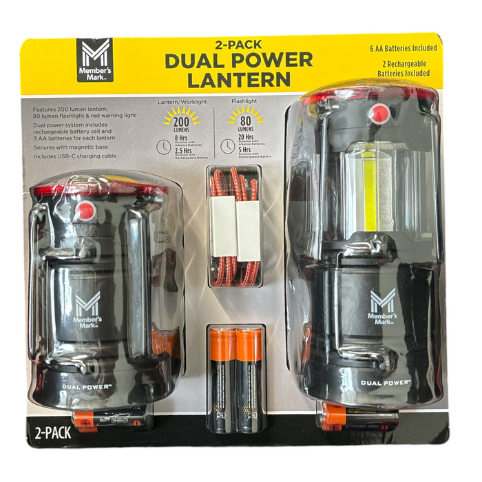 Member's Mark 200 Lumen Rechargeable Dual Power Lantern, 2 Pack,