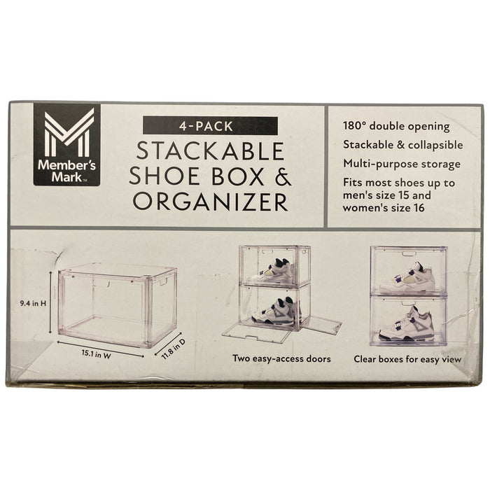 Member's Mark Stackable/Collapsible Shoe Box & Organizer, 4 Pack