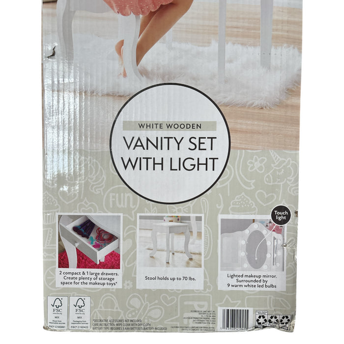 Member's Mark Kid's Wooden Vanity Set with 9 Warm White LED Lights & 3 Drawers