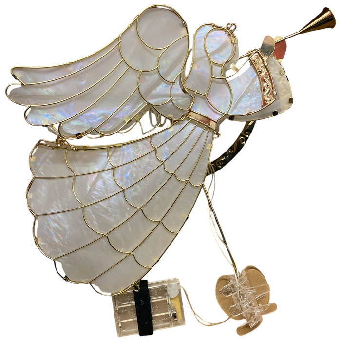 Member's Mark 18 Warm White LED Pre-Lit Angel Tree Topper, Gold/White