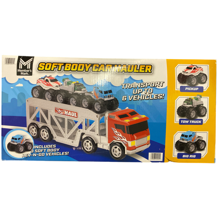 Member's Mark Toddler Soft Body Car Hauler Toy Set, 4 Piece, Red
