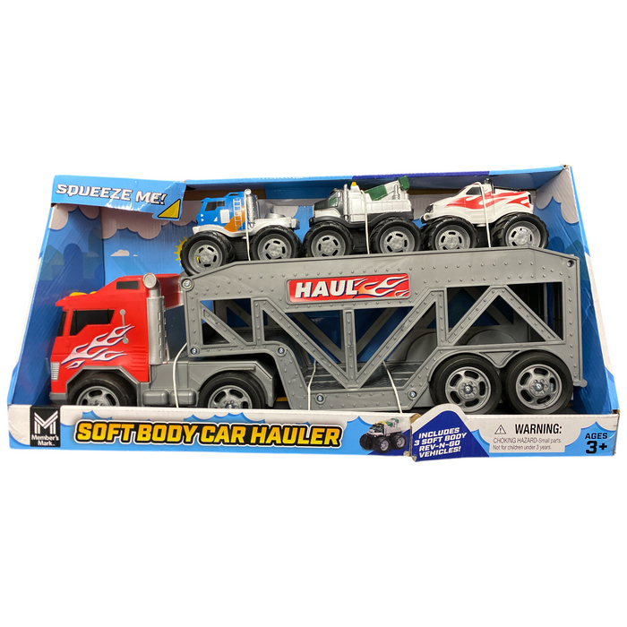 Member's Mark Toddler Soft Body Car Hauler Toy Set, 4 Piece, Red