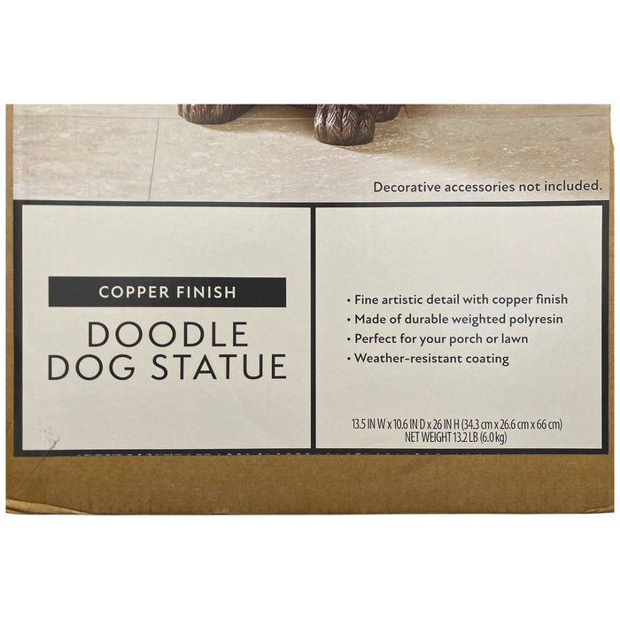 Member's Mark Polyresin Weather Resistant Sitting Doodle Dog Statue, Copper
