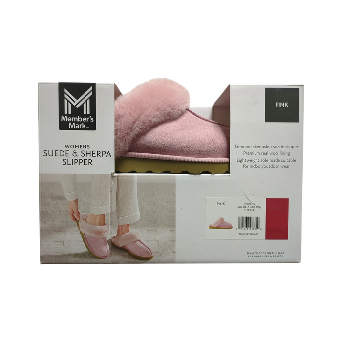 Member's Mark Women's Indoor/Outdoor Suede Sheepskin and Sherpa Slipper