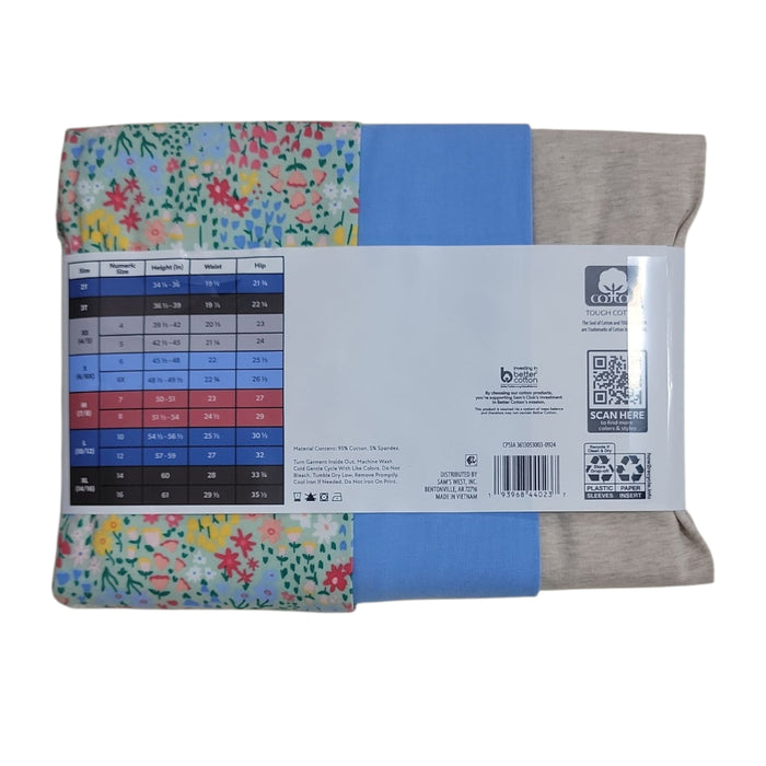 Member's Mark Girls 3-Pack Elastic Waistband Cotton Leggings