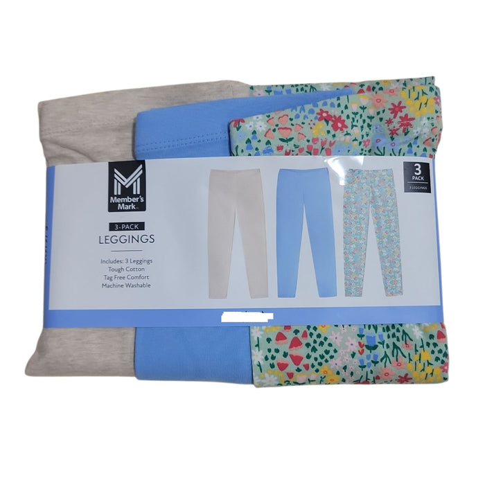 Member's Mark Girls 3-Pack Elastic Waistband Cotton Leggings