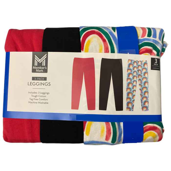 Member's Mark Girls 3-Pack Elastic Waistband Cotton Leggings