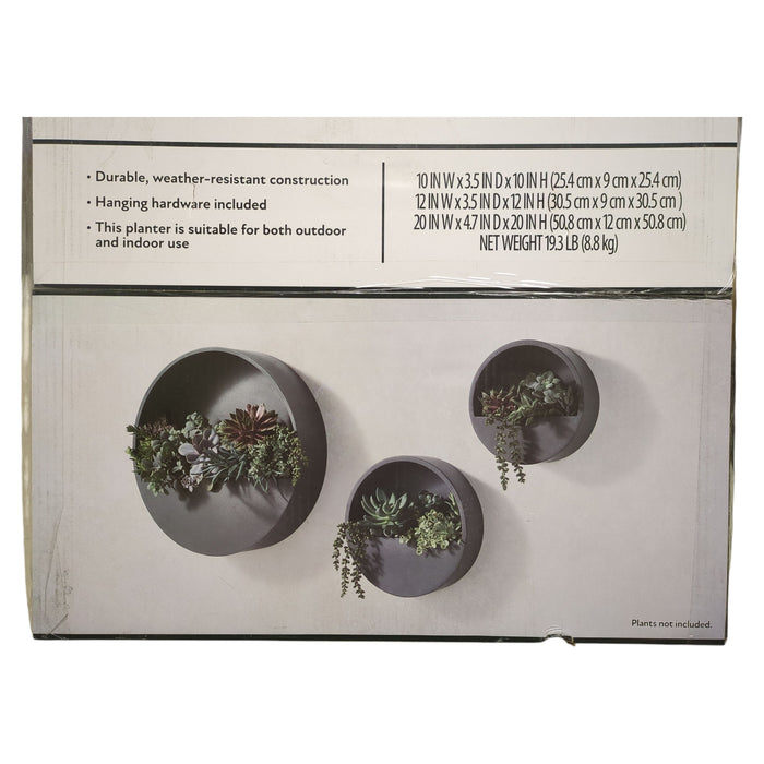 Member's Mark Wall Mounted Resin Planter, Black, Set of 3