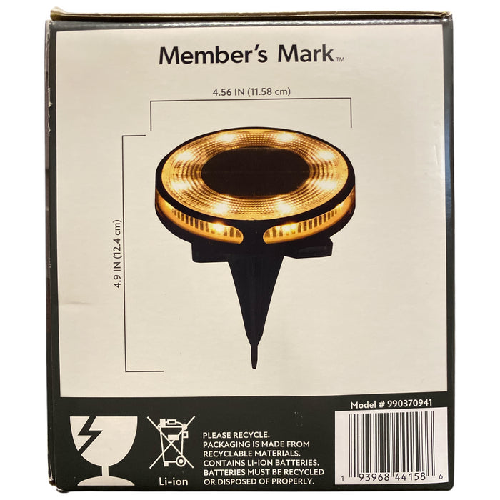 Member's Mark 6-Pack Matte Black LED Solar Disc Lights, 30 Lumens