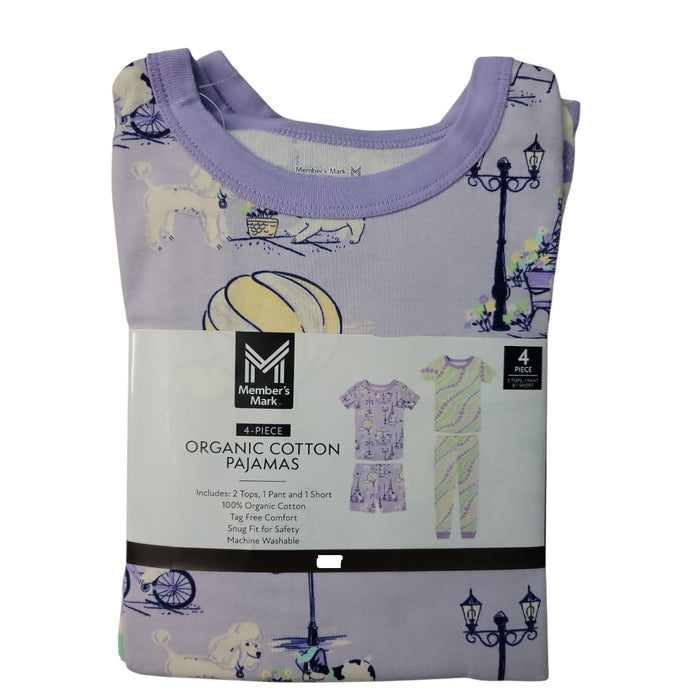 Member's Mark Girl's 4-Piece Soft Organic Cotton Pajama
