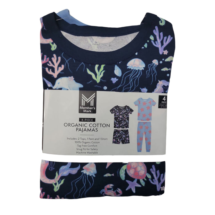 Member's Mark Girl's 4-Piece Soft Organic Cotton Pajama