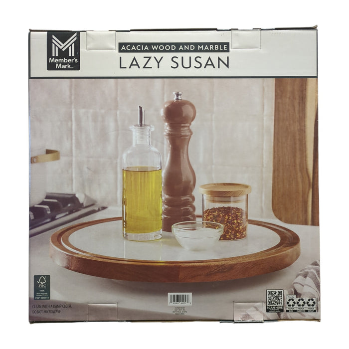 Member's Mark Acacia Wood Lazy Susan with Removable Marble Tray