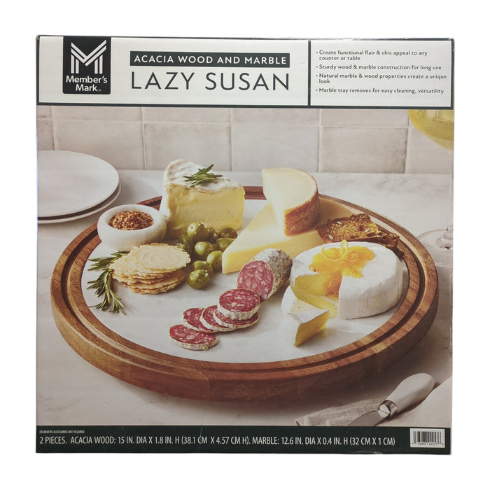 Member's Mark Acacia Wood Lazy Susan with Removable Marble Tray