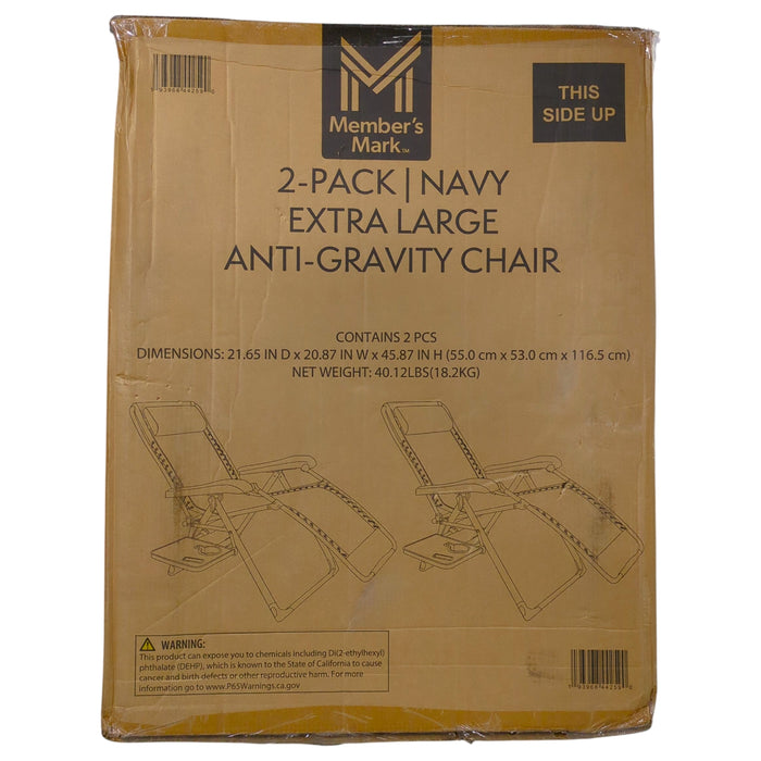Member's Mark Extra Large Anti-Gravity Chair, Navy, Set of 2