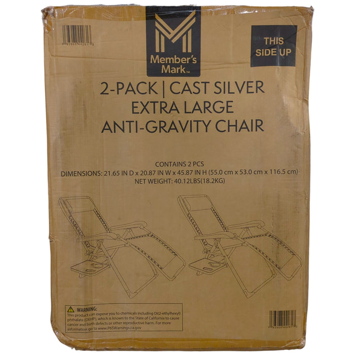 Member's Mark Extra Large Anti-Gravity Chair, Cast Silver, Set of 2
