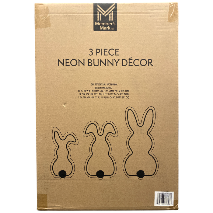 Member's Mark Battery Operated Neon Bunny Decor, Set of 3