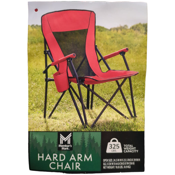 Manber Chair Member's Mark Collapsible Hard Arm Chair with Carrying Bag Case, Red ...