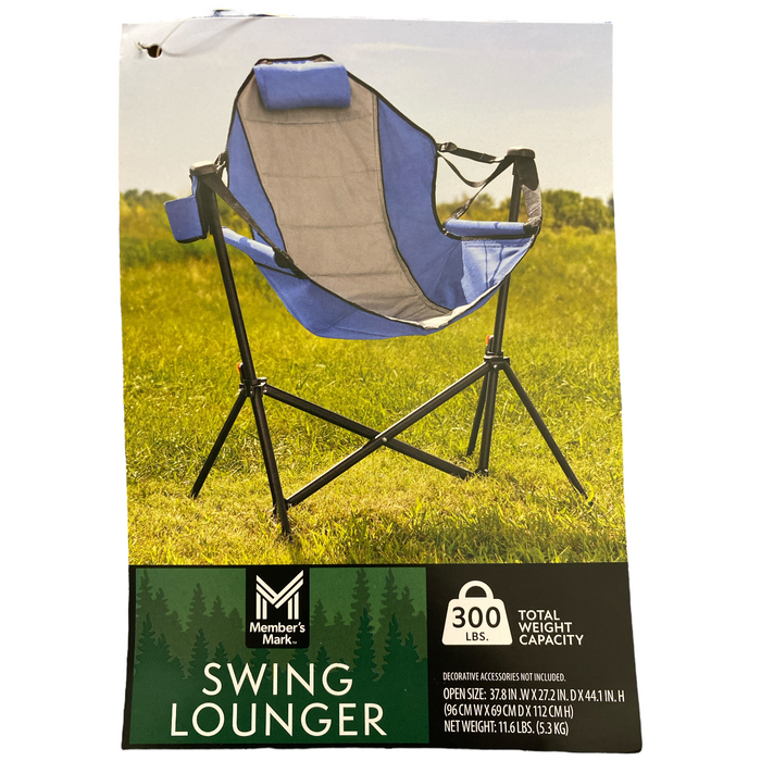 Member's Mark Swing Chair Lounger, 300lb Cap, Cool Periwinkle
